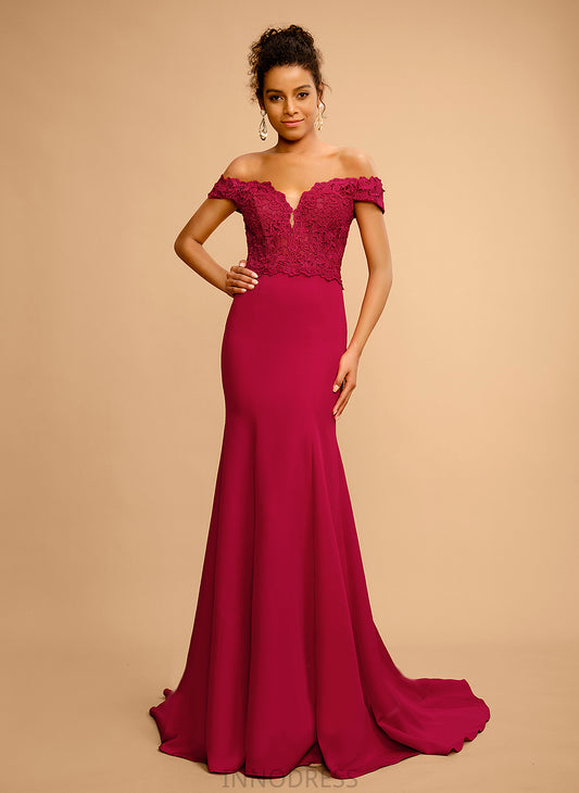 Lace With Stretch Crepe Floor-Length Sequins Prom Dresses Off-the-Shoulder Cheyanne Trumpet/Mermaid