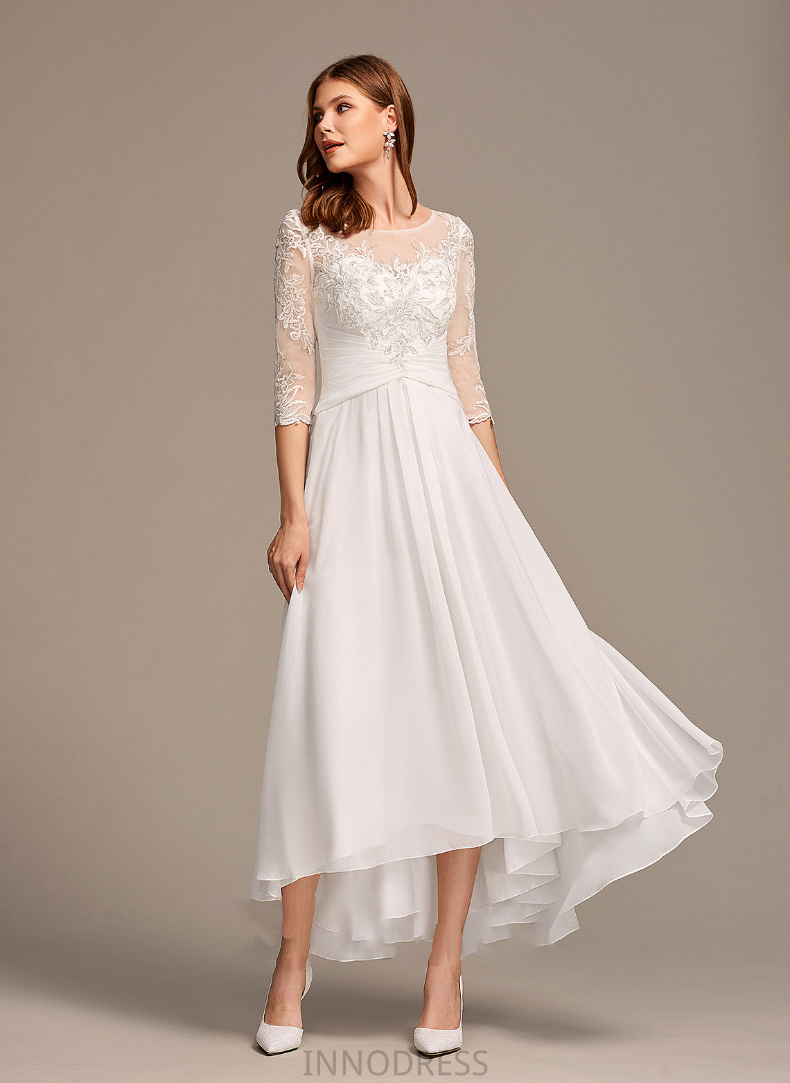 Makaila Wedding Dresses Dress A-Line Wedding Asymmetrical Lace With Illusion