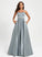 Neck A-Line Satin With Floor-Length Scoop Prom Dresses Beading Liana