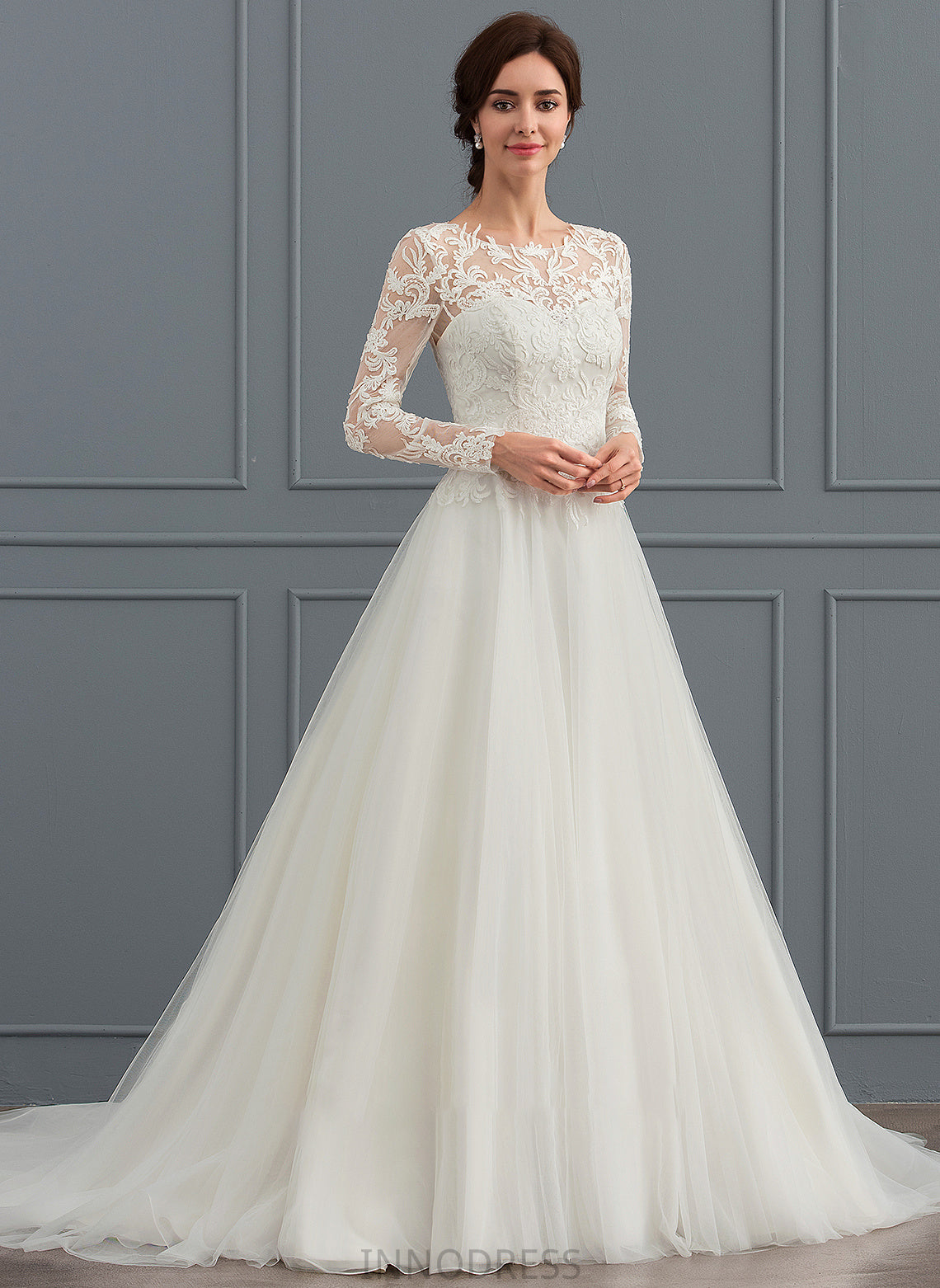 Annabel Wedding Dresses Neck Scoop Ball-Gown/Princess Dress Sweep Wedding Tulle Train