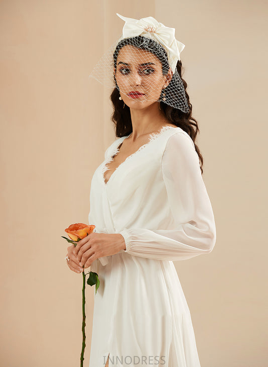V-neck Adrianna Dress Wedding Split Floor-Length With Lace A-Line Front Wedding Dresses
