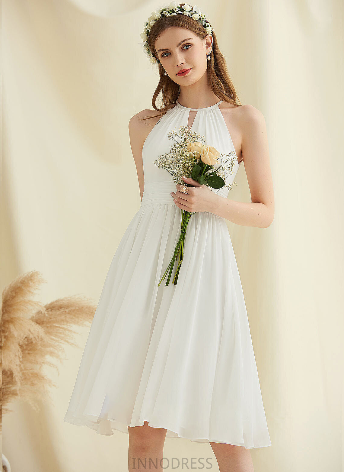 Wedding Dress Chiffon A-Line Wedding Dresses Knee-Length Mackenzie