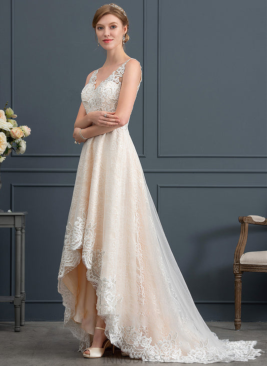 Dress With Asymmetrical Wedding Dresses Lace Wedding A-Line Maeve Tulle V-neck