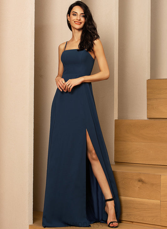 With Floor-Length Front Split Chiffon Alexa Square Neckline A-Line Prom Dresses