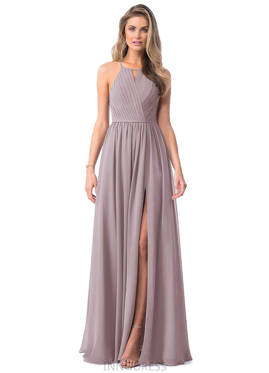 Viviana A-Line/Princess Sleeveless Natural Waist Halter Floor Length Bridesmaid Dresses