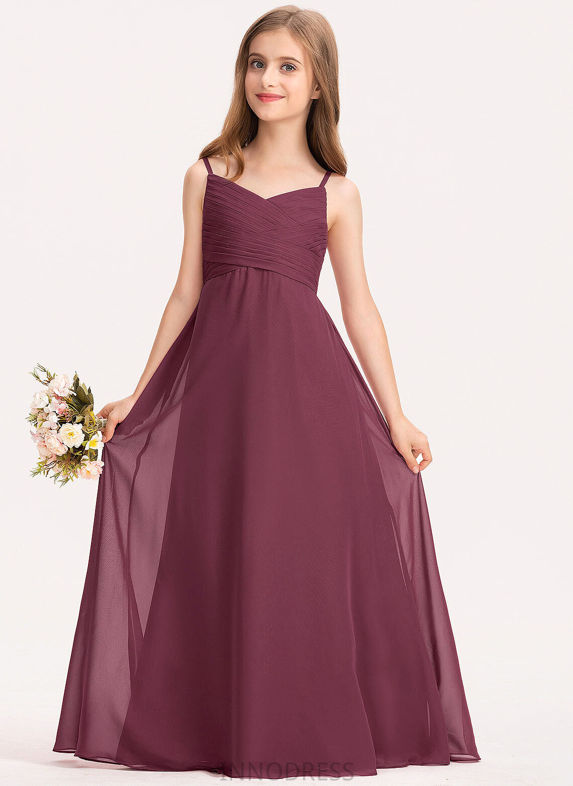 Junior Bridesmaid Dresses Ruffle With Floor-Length Shyanne Chiffon A-Line Sweetheart