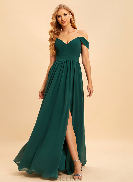 Off-the-Shoulder Neckline A-Line Floor-Length Embellishment Length Silhouette Fabric SplitFront Essence A-Line/Princess One Shoulder Bridesmaid Dresses