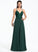 Beading Sequins Prom Dresses With A-Line Floor-Length V-neck Ingrid Chiffon