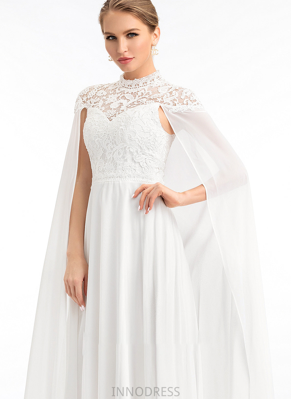 Neck A-Line Wedding Erika Floor-Length Dress Wedding Dresses High Chiffon