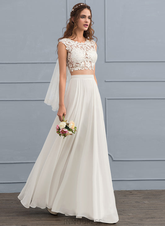 Floor-Length Chiffon Wedding Dresses Sequins Beading With Dress Wedding Terri Lace A-Line