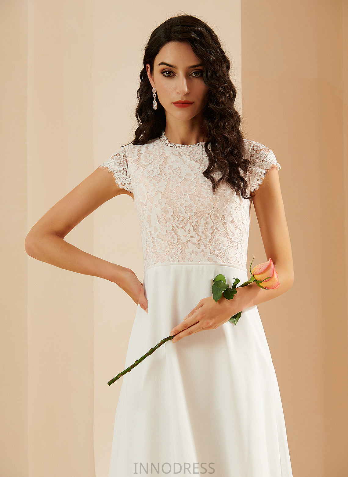 A-Line Wedding Scoop Wedding Dresses Lace Floor-Length Neck With Dress Ali