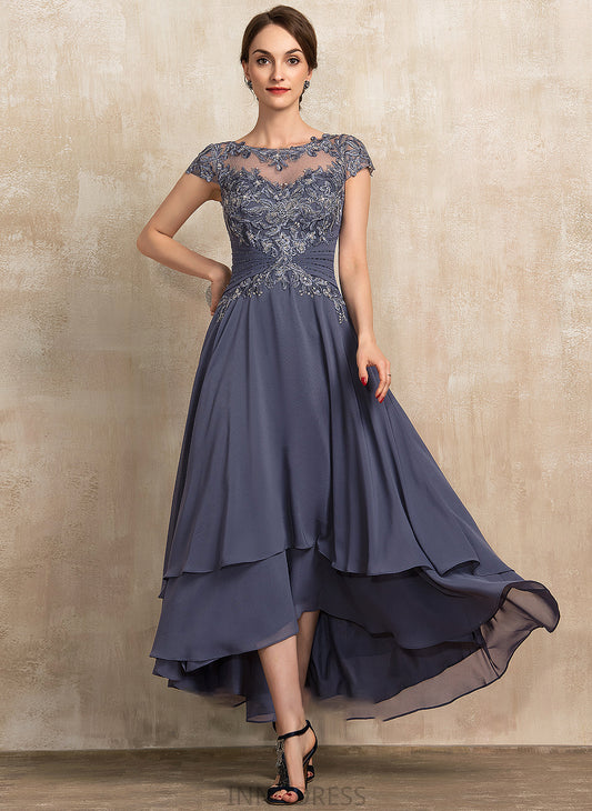 Asymmetrical Lace Scoop Mother of the Bride Dresses Dress Neck Chiffon A-Line of Mother the Campbell Beading With Bride