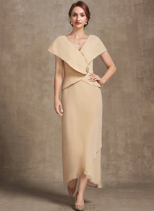 Mother of the Bride Dresses Asymmetrical V-neck With Beading Sequins the A-Line Mother Bride of Dress Tiana Chiffon