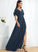 V-neck Fabric Floor-Length Length Silhouette A-Line Neckline Embellishment SplitFront Giselle Spaghetti Staps A-Line/Princess