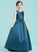 Satin With Ball-Gown/Princess V-neck Jadyn Floor-Length Junior Bridesmaid Dresses Ruffle