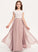 Chasity A-Line Chiffon Lace Bow(s) Floor-Length Scoop Neck With Junior Bridesmaid Dresses