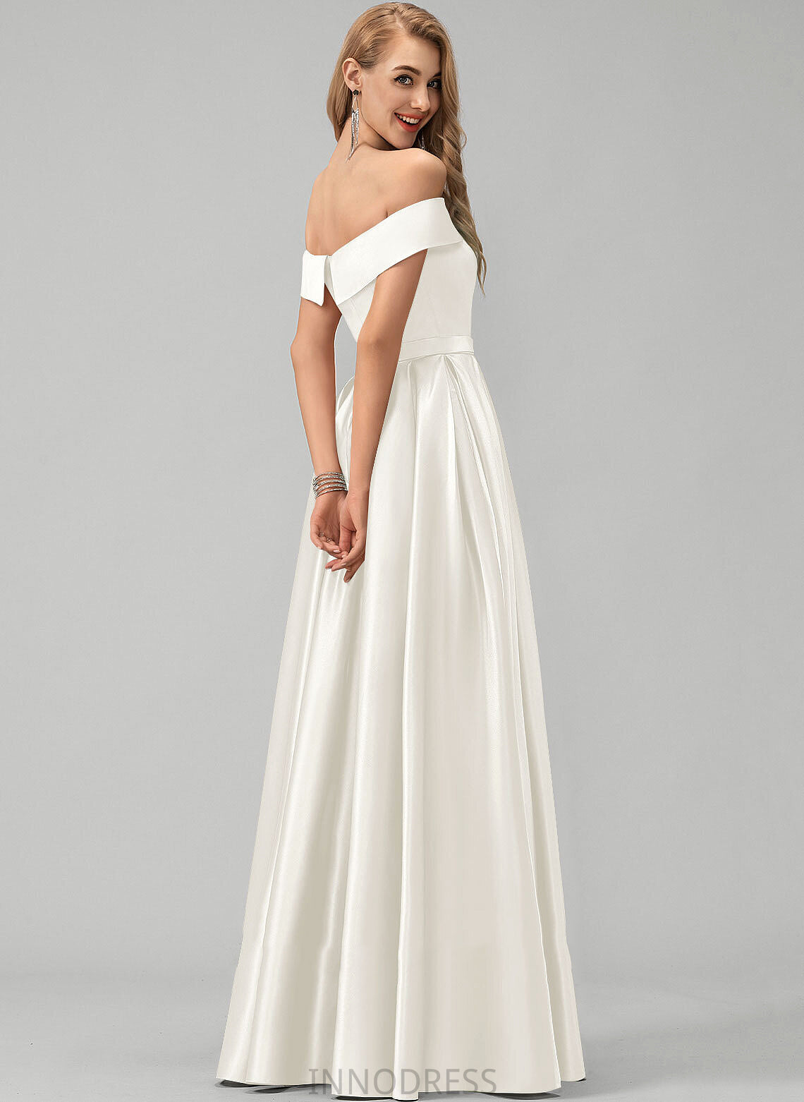 Floor-Length Wedding Dress Yoselin Wedding Dresses Ball-Gown/Princess Off-the-Shoulder Satin