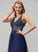 Sequins Beading A-Line Front Brooklynn Prom Dresses V-neck Floor-Length Tulle Split With