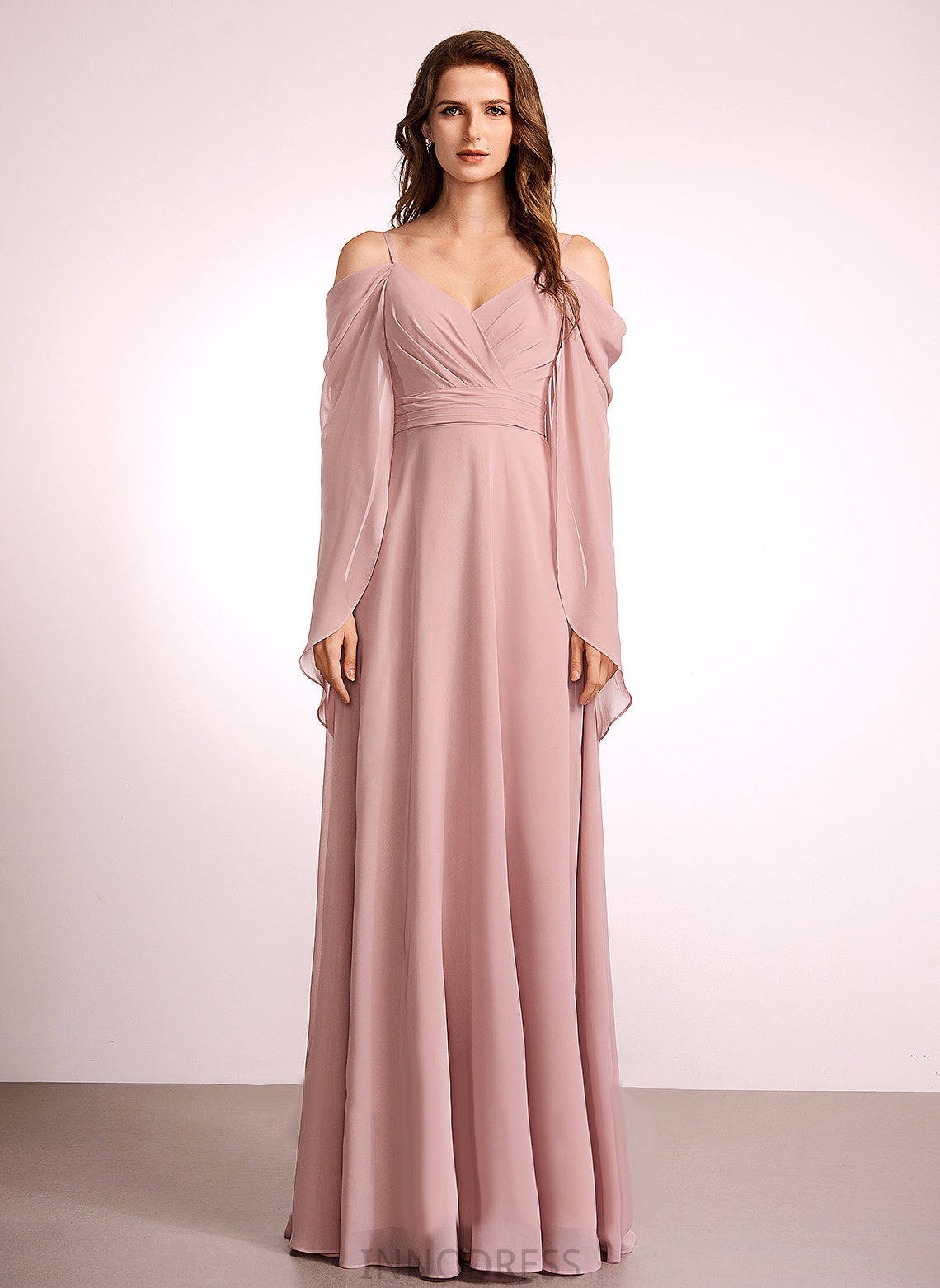 A-Line Neckline Length Silhouette Floor-Length Fabric Straps V-neck Hannah Trumpet/Mermaid Floor Length Natural Waist Bridesmaid Dresses