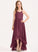 A-Line Chiffon Neck Asymmetrical Ruffles Cascading Dulce Junior Bridesmaid Dresses With Bow(s) Scoop
