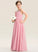 Mallory Neck Sequins Beading Lace Scoop Ruffle With Chiffon Junior Bridesmaid Dresses A-Line Floor-Length