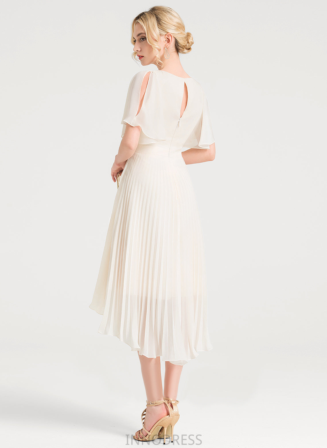 Length Silhouette Asymmetrical Embellishment Neckline Fabric Pleated Scoop A-Line Hayden Trumpet/Mermaid Sleeveless Bridesmaid Dresses