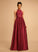 Ball-Gown/Princess Sequins With Halter Satin Floor-Length Nia Prom Dresses