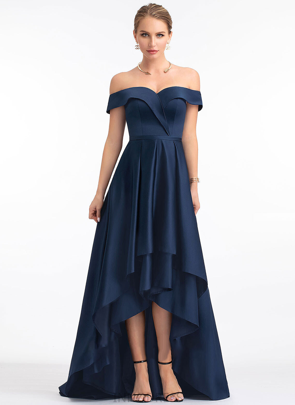 Asymmetrical Off-the-Shoulder Prom Dresses Satin Ball-Gown/Princess Lindsay