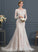 Lana Court Trumpet/Mermaid Bow(s) Dress Wedding Tulle Beading Neck With Train Sequins Scoop Wedding Dresses
