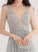 Sequins Chiffon Floor-Length Jade With V-neck A-Line Prom Dresses Beading