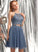 Tulle Beading Prom Dresses Azaria With Scoop Sequins A-Line Neck Short/Mini
