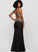 Floor-Length Sequins V-neck With Prom Dresses Lynn Crepe Stretch Front Trumpet/Mermaid Split