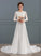A-Line Court Wedding Dress Scoop Beading Wedding Dresses Chiffon With Train Neck Brisa