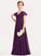 Junior Bridesmaid Dresses Cascading V-neck Bow(s) Kailyn Chiffon Floor-Length A-Line With Ruffles