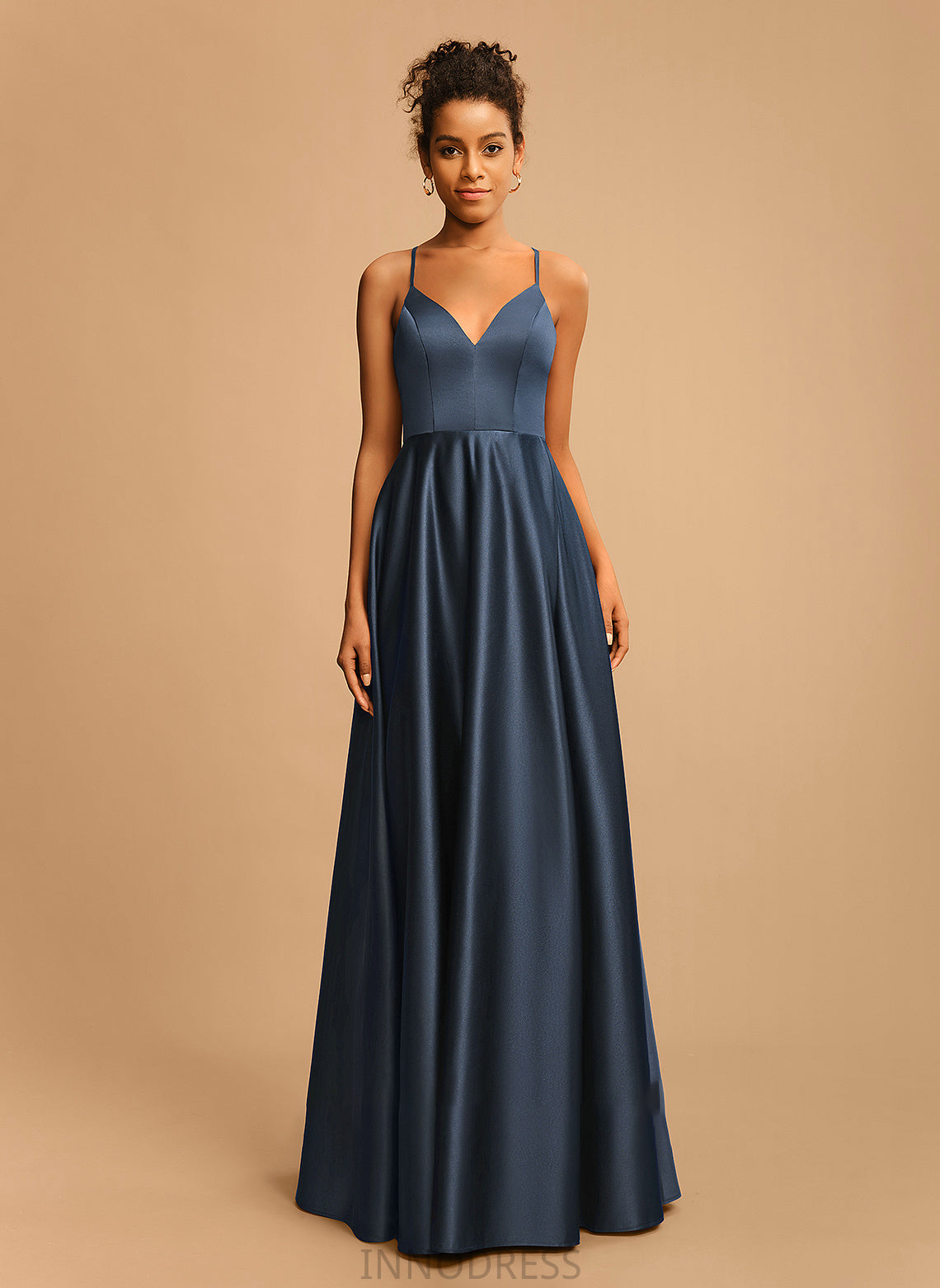 Satin Prom Dresses A-Line Amiyah Floor-Length V-neck