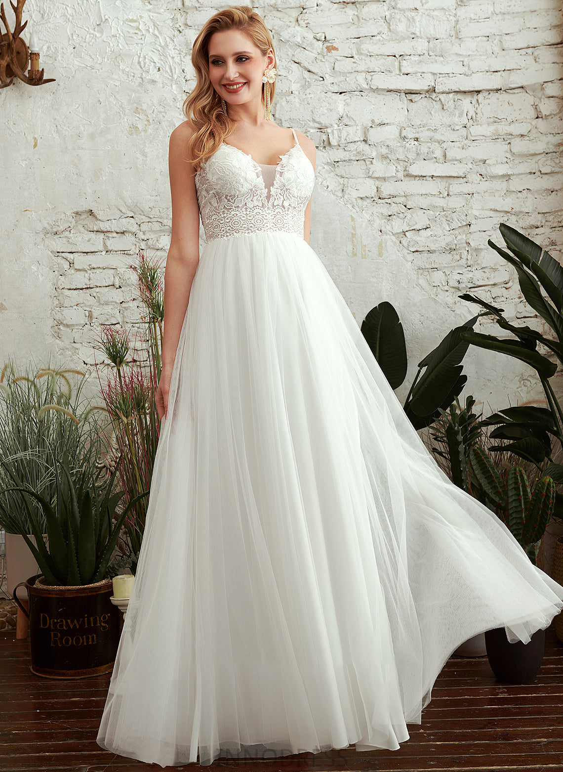 V-neck Floor-Length Wedding Dresses Dress Taryn A-Line Wedding