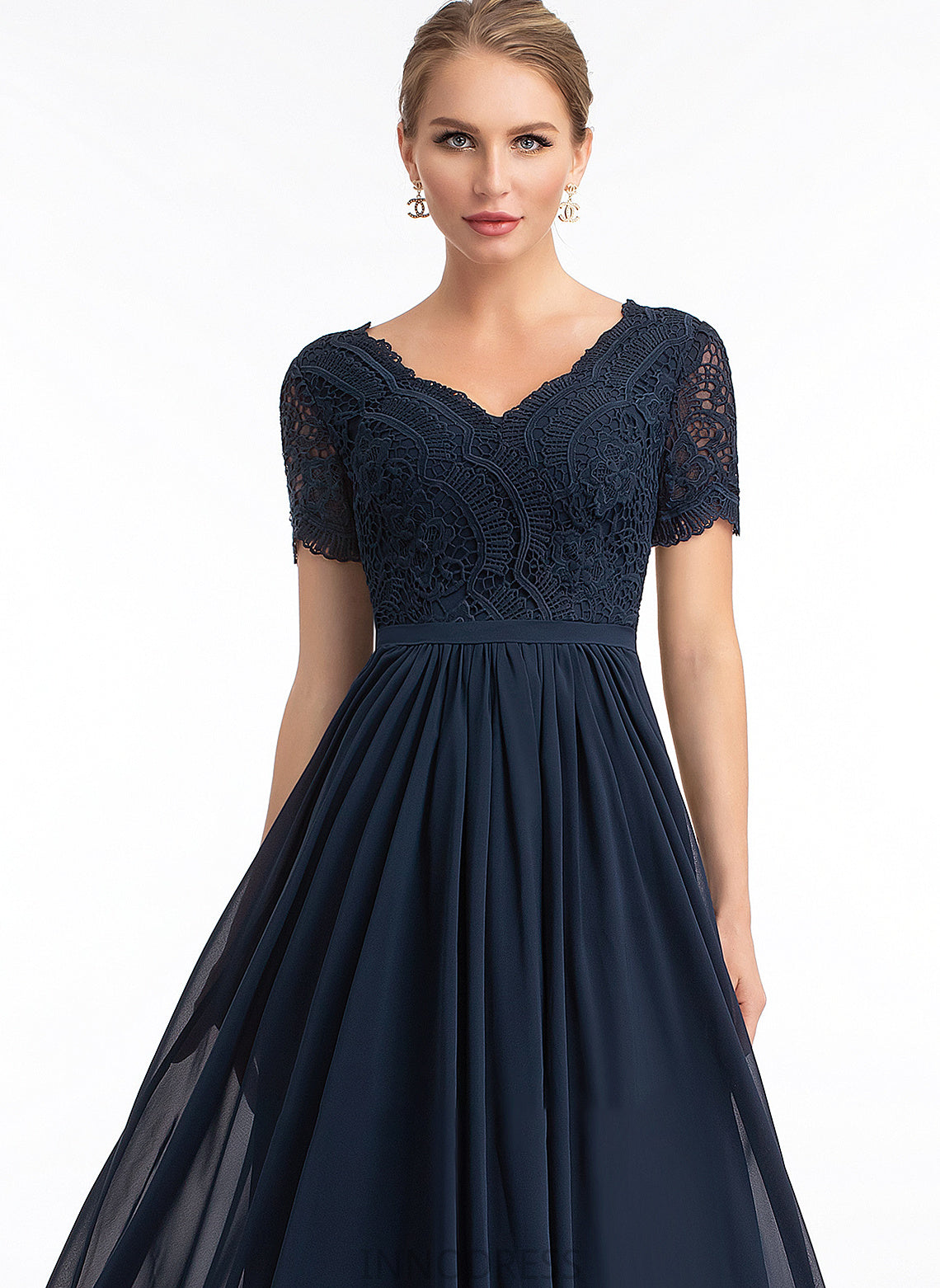 V-neck Fabric Lace Floor-Length Length Silhouette Neckline Sleeve A-Line Angel Spaghetti Staps Off The Shoulder