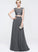 With Scoop Chiffon A-Line Neck Prom Dresses Sequins Beading Floor-Length Nathalia