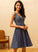 Prom Dresses V-neck Chiffon With A-Line Mya Knee-Length Beading