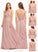 A-Line V-neck Neckline Length Halter One-Shoulder Fabric Silhouette Floor-Length Embellishment Ruffle Melany