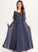 With A-Line Junior Bridesmaid Dresses Off-the-Shoulder Bow(s) Areli Floor-Length Ruffle Chiffon