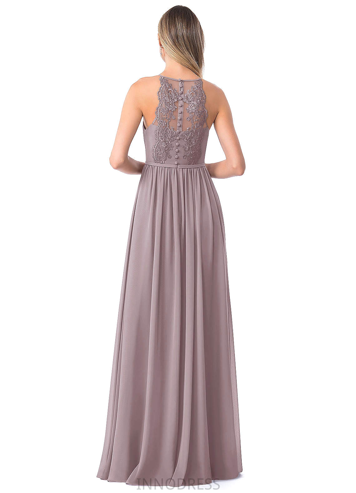 Viviana A-Line/Princess Sleeveless Natural Waist Halter Floor Length Bridesmaid Dresses