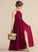 Front Floor-Length Split Chiffon Junior Bridesmaid Dresses Lace Neck With A-Line Amber Scoop