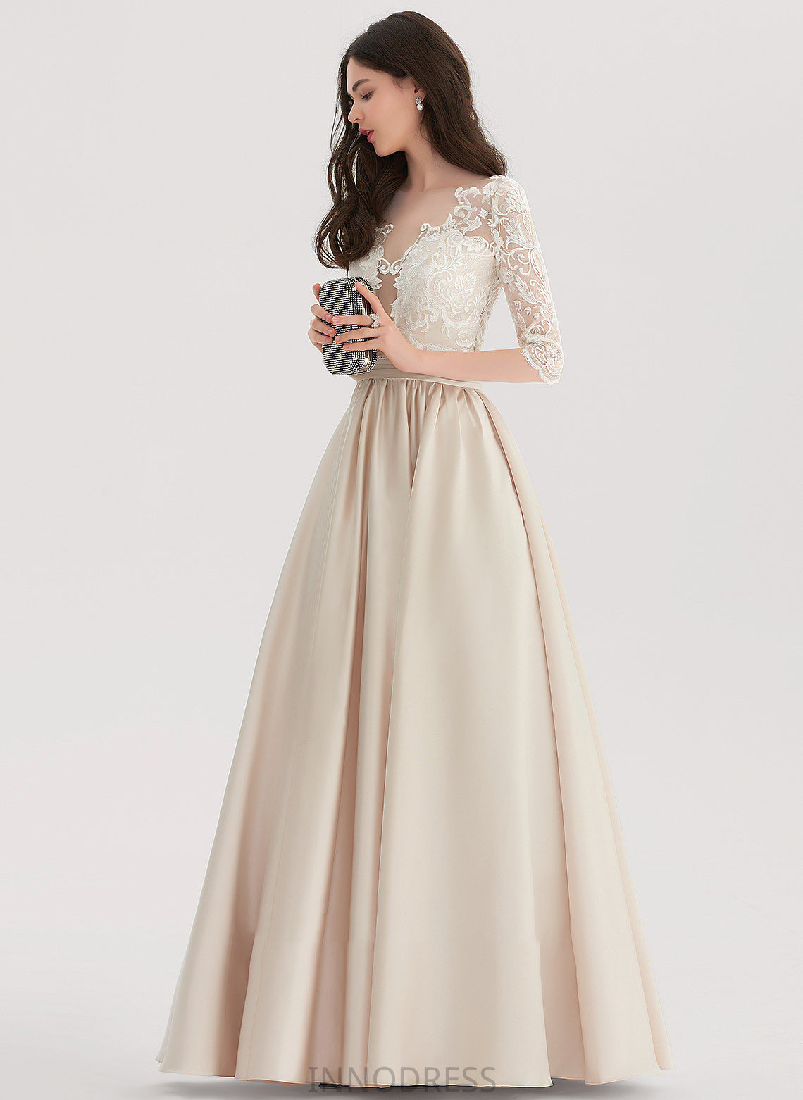 Neck Prom Dresses Ball-Gown/Princess Floor-Length Anabel Scoop Satin