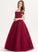 Sequins Lace Junior Bridesmaid Dresses Floor-Length Off-the-Shoulder Tulle Ball-Gown/Princess Maryjane Beading With