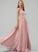 Split V-neck Sequins Floor-Length Beading A-Line Prom Dresses Front Chiffon With Kathryn