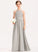 Junior Bridesmaid Dresses Floor-Length A-Line Ruffle Chiffon Scoop Lace Neck With Dylan
