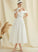Tea-Length Pockets Wedding Dresses Miya A-Line Wedding With Dress Satin