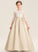 Neck Floor-Length Junior Bridesmaid Dresses Lace Scoop Kylie Ball-Gown/Princess Satin