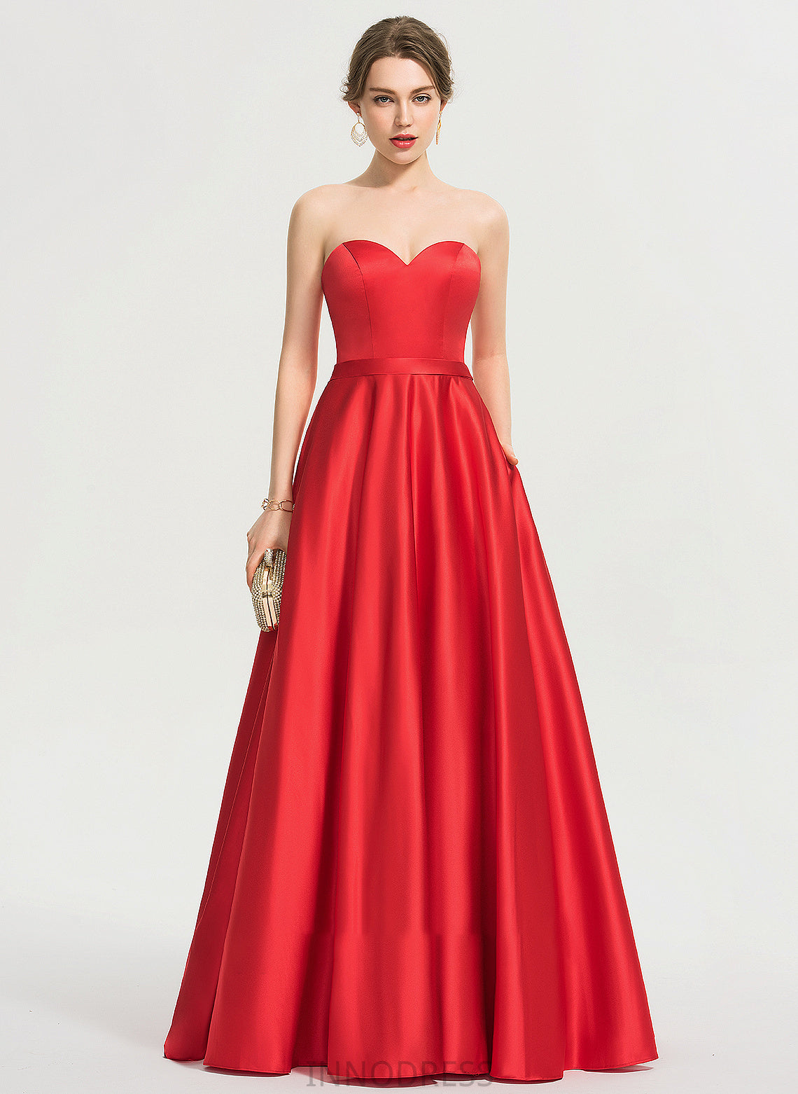 Pockets Sequins Prom Dresses June Sweetheart Beading Satin With Ball-Gown/Princess Floor-Length